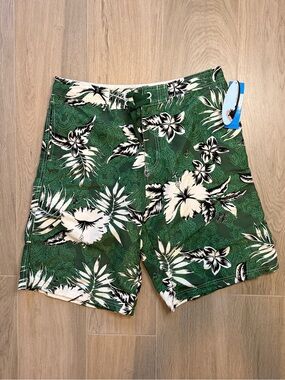 Green Tropical Hawaiian Floral Swim Trunks men’s size 36